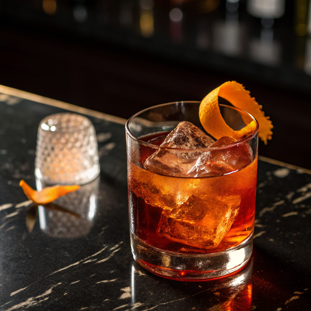 Handcrafted Italian negroni cocktail infused with aromatic smoked herbs